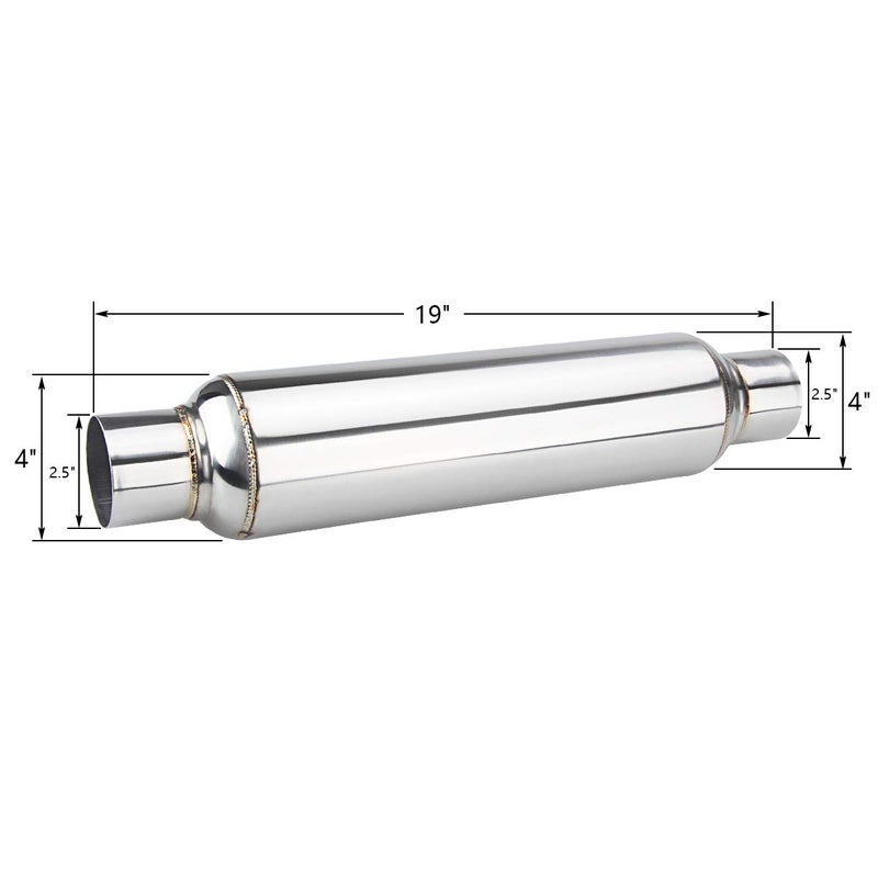 LCGP Universal Muffler 2.5" Inlet & Outlet 19'' Overall Length,Straight Through Design, Stainless Steel Resonator - Image 2